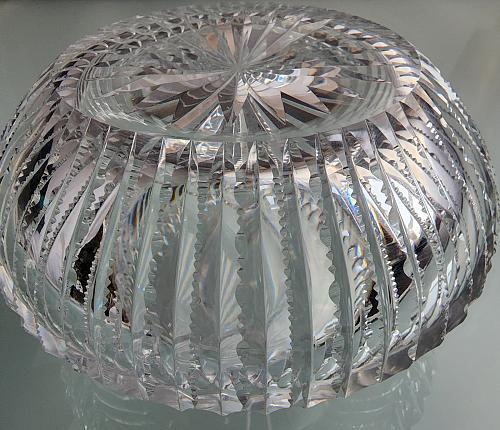 American Cut Glass powder box Sterling silver lid Antique abp