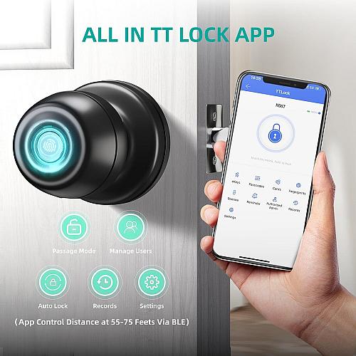 EUERTE Smart Door KnobFingerprint Door KnobBiometric Smart Door Lock with App...