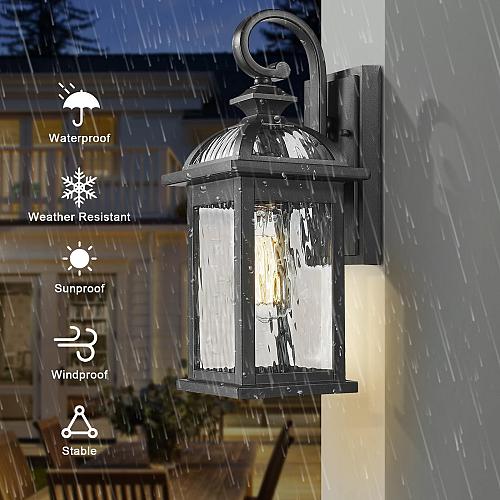 Darkaway Outdoor Lights Fixture Wall Mount Exterior Wall Light with Water Rip...