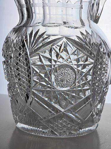 ABP cut glass pitcher American brilliant blown blank Bob5