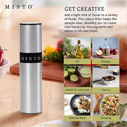 Misto Aluminum Oil Sprayer Set of 2 Versatile Refillable Aerosol Sprayers for...