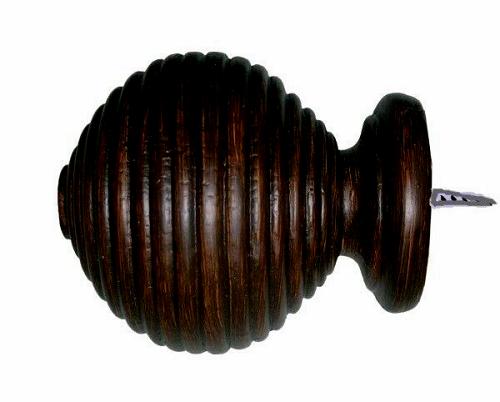 Classic Home Wood Finial bed post window rod pole end curtain reeded black silk