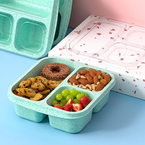 Enstphjoy Snack Boxes 3 Pack - Stackable Bento Boxes with 3 Compartments Meal...