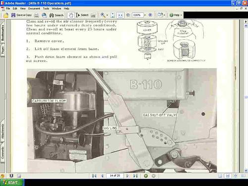 ALLIS CHALMERS B110 OPERATIONS MANUAL for B-110 Tractor Service & Maintenance