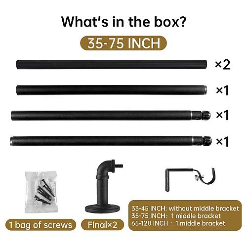 2 Pack Industrial Curtain Rods for Windows 48 to 84 Inches Blackout Wrap Arou...
