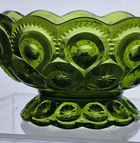 L.E SMITH Moon and star green Glass candle holder