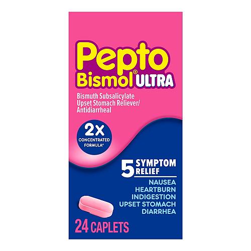 Pepto Bismol Caplets Ultra for Nausea Heartburn Indigestion Upset Stomach and...