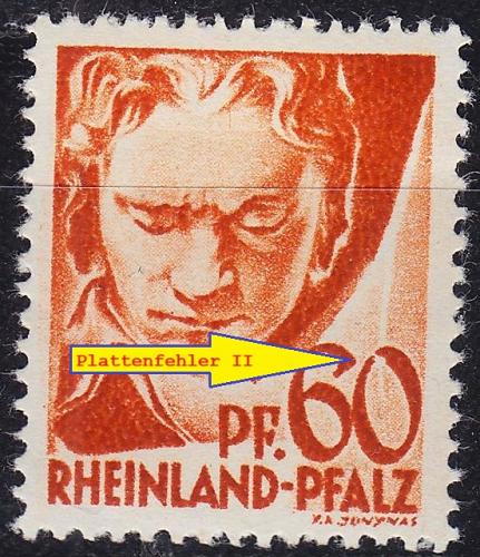 GERMANY Alliiert Franz. Zone [RheinlPfalz] MiNr 0012 yv Pf II ( **/mnh ) Plattenfehle