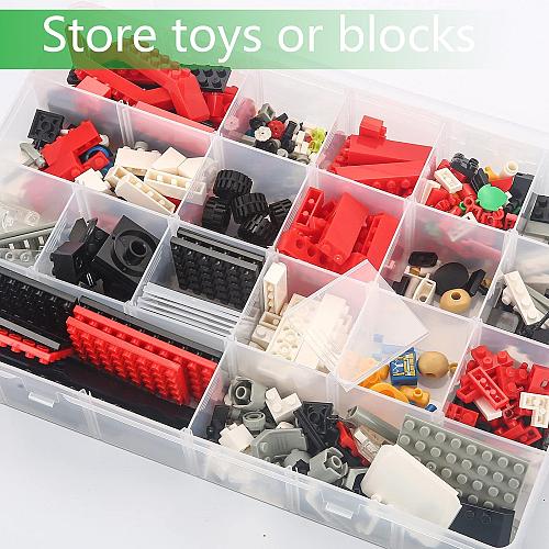 Gbivbe Large 24 Grids Plastic Organizer Box Adjustable DividersClear Storage ...