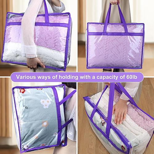 Budding Joy 6 Pack Clear Zippered Storage Bags for Clothes40L Closet Organize...