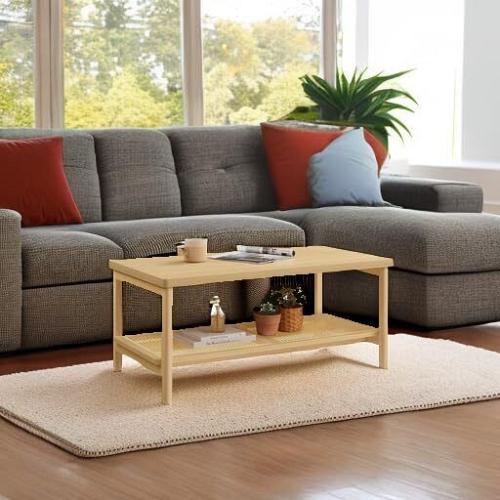VASAGLE 2-Tier Coffee Table for Living Room Living Room Table Rectangular Cen...