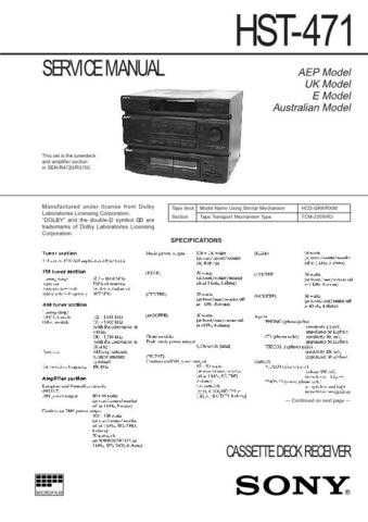 Sony HST-471 Manual by download Mauritron #229300