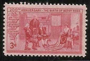 US 3 Cent 1952 Betsy Ross Stamp Scott #1004 - MNH