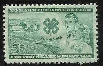 US 3 Cent 1952 4-H Club Stamp Scott #1005 - MNH