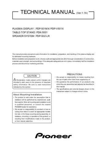 Pioneer PDPV501 Manual by download Mauritron #227688