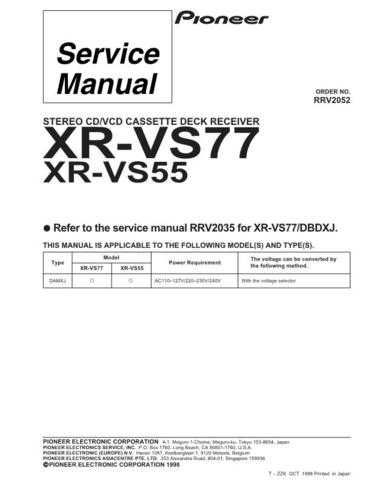 PIONEER R2052 Service I by download #106381