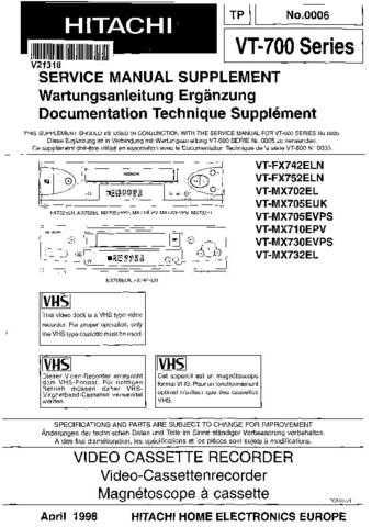 Hitachi VT-700 series Manual by download Mauritron #230294