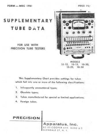 PRECISION MRC TUBE TESTER by download #109072