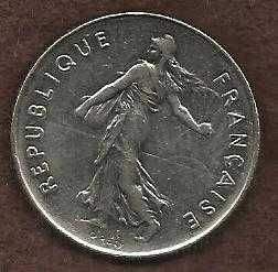 French Coins, Vth Republic, 5 Francs Semeuse , 1987 - Seed Sower