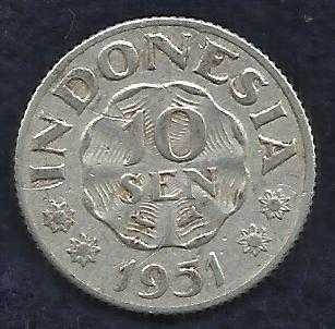 Indonesia 10 Sen 1951 KM#6 World Coin