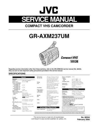 JVC GR-AXM230 GR-SXM330U GR-SXM930U part Service Manual by download Mauritron #280526