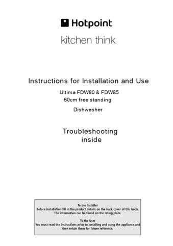 Hotpoint FDW-80 Dishwasher Operating Guide by download Mauritron #313618