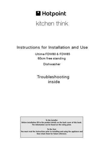 Hotpoint FDW-80 Dishwasher Operating Guide by download Mauritron #313618