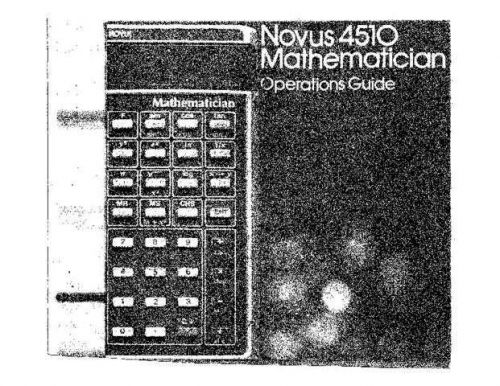 Novus 4510 Mathematician by download Mauritron #327724