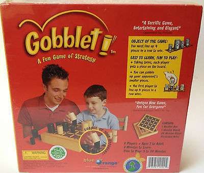 new - Gobblet Fun Family game of strategy 2 Player wooden board Blue Orange NEW