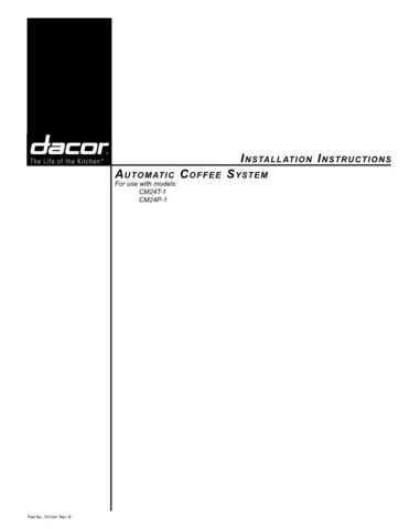 Dacor CM 24P-1 Coffee System Installation Instructions by download Mauritron #329250