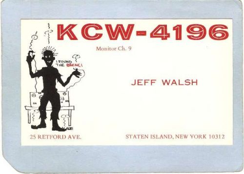 New York Staten Island OSL Card KCW-4196 Jeff Walsh 25 Retford Ave nyc_box~59