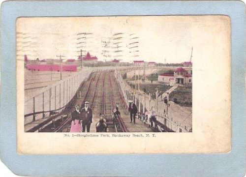 New York Coney Island Amusement Park Postcard Steeplechase Park w/Steeplec~389