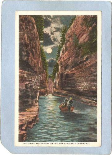 New York Ausable Chasm The Flume Moonlight On The River ny_box5~1490