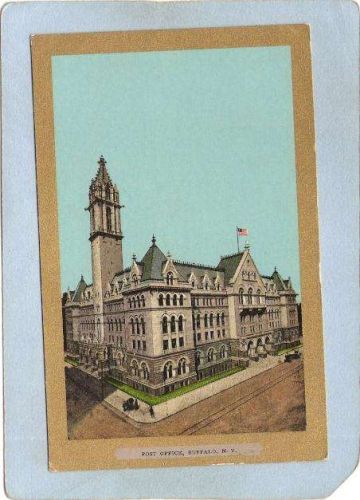 New York Buffalo Post Office Street Scene Intersection w/Trolley Track & O~2739