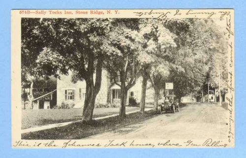 New York Stone Ridge Sally Tocks Inn Tree Lined Street Scene w/Old Buildin~372