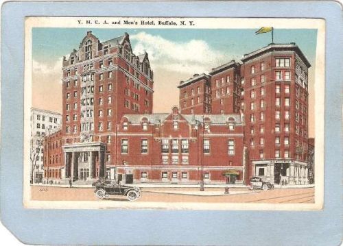 New York Buffalo Y M C A Building & Mmen's Hotel Street Scene Intersection~2755