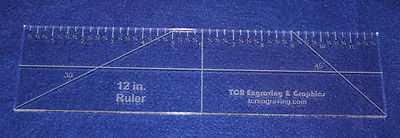12" Ruler. Acrylic ~1/4" thick. Quilting/Sewing