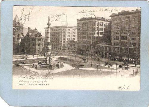 New York Buffalo Lafayette Square Street Scene w/Horses & Wagons Undivided~2879