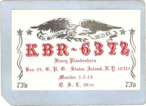 New York Staten Island OSL Card KBR-6372 Henry Plankenhorn Box45 GPO nyc_b~61