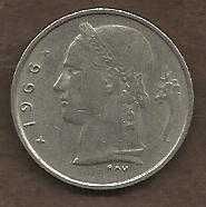 1966 Belgium 1 Franc Coin Belgique Crown Cornucopia