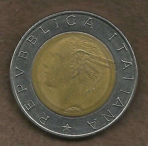 Italy 500 Lire 1995 Piazza del Quirinale Braille Bi-Metallic