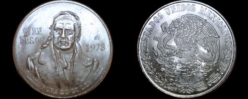 1978 Mexican 100 Peso World Silver Coin - Mexico Morelos