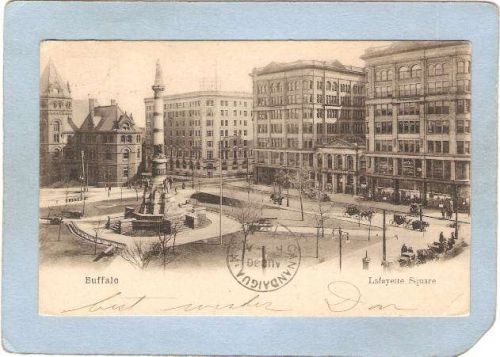 New York Buffalo Lafayette Square Street Street Scene w/Horses & Wagons ny~2878