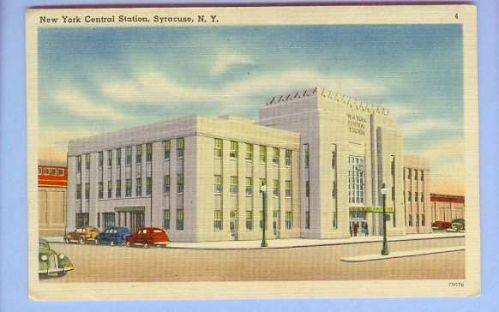 New York Syracuse New York Central Station Street Scene View Large Stone S~231