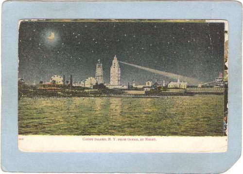 New York Coney Island Amusement Park Postcard Coney Island From Ocean By N~352