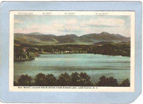 New York Lake Placid Mts Marcy Golden & McIntyre From Mirror Lake ny_box5~1714
