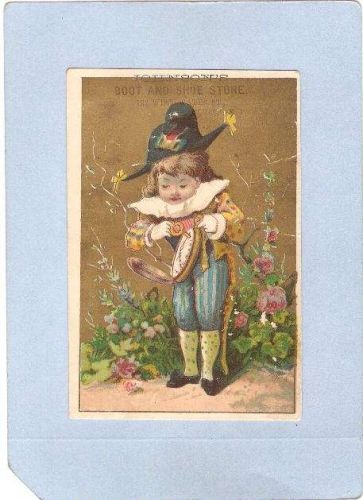 New York Elmira Victorian Trade Card Advertisement On Front Johnsons Boot ~1106