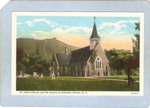 New York Beacon St Luke's Church & Mt Beacon In Distance ny_box4~2153