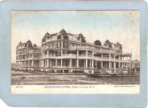 New York Coney Island Amusement Park Postcard Concourse Hotel Coney Island~367