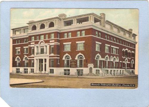 New York Elmira Womens Federation Building Sign On Building Reads Chemung ~1094